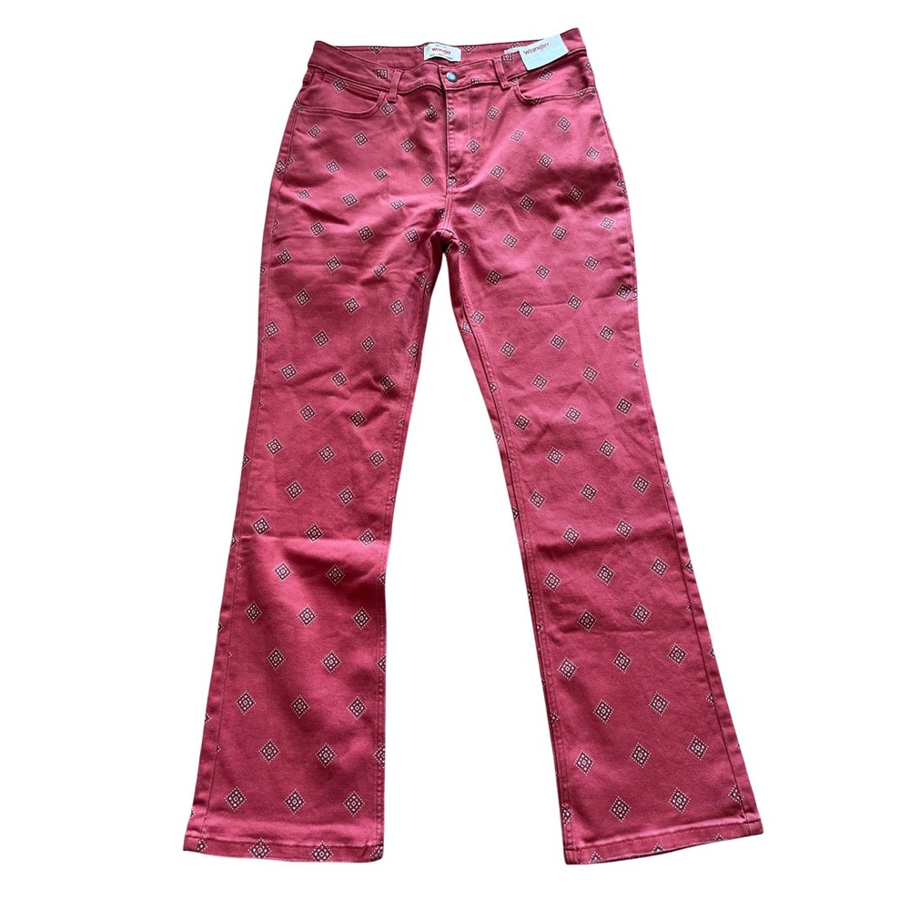 Wrangler High Rise Bold Boot Jeans Red Diamond Print 12x32 112365097‎